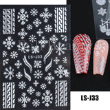 Zjkrl - Christmas Nail Sticker 3D Reflective Shiny Glitter Gold Silver Snowflake Elk Bells Decal Slider For Manicure Decoration NLLS-J24