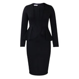 ZJKRL -  Elegant Solid Ruffle Party Dress Women Fashion Pleated Bodycon Evening Wedding Work Business Midi Dress