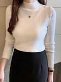 Zjkrl  -  holiday outfits  Women Cashmere Sweater Slim Soft Knitted Jumpers Mockneck Pullovers Solid T-Shirts Semi-Turtleneck Sweaters Women Winter