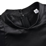ZJKRL -  Spring Autumn Satin Party Maxi Dress Women Solid Half High Neck Short Sleeve Evening Wedding Long Dress Women