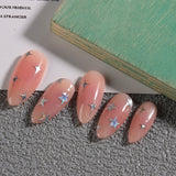 Sliver Stars Nails Stickers 3D Bronzing Laser White Cross Starlight Glossychic Y2k Stylish Adhesive Manicure Decorations SO-167