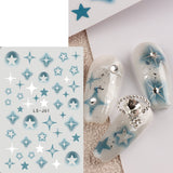 Sliver Stars Nails Stickers 3D Bronzing Laser White Cross Starlight Glossychic Y2k Stylish Adhesive Manicure Decorations SO-167