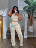 ZJKRL -  2 Piece Sets Womens Outfits Elegant Stretchy Knitted Summer Suit Sexy Sleeveless Top and Pant Suit