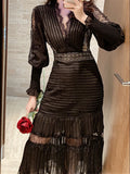 Zjkrl  -  holiday outfits Solid White Woman Dresses Women Spring Autumn Lace Party Elegant Long Sleeve Dress High Waist Luxury Boho Embroidery Runway