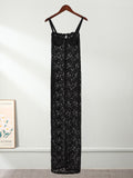 Sexy Lace See Through Split Women Long Dress Female Slash Neck Spaghetti Straps Slim Fit Dresses Summer Fashion Elegant Vestidos