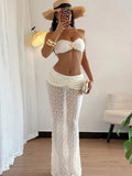 ZJKRL -  Puss Starfish Metal Women 2 Piece Set Summer Vacation Beach Jacquard Strapless Tops+Skirt Elegant Matching Clubwear Suit