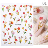 Zjkrl - 1pcs Gold iridescent Maple Leaf 3D Nail Sticker Fall Autumn Pattern Adhesive Transfer Stickers Shiny DIY Nail Art Decoration