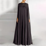 Zjkrl - Female Elegant Party Black Simple Two Pieces Inner Slip Dress+See Through Outer Cape Maxi Dresses For Women 2023 New