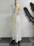ZJKRL -  Summer Women White Casual Dress A-line Backless Dresses with Crossed Neck on Back Elegant and Youthful Sexy Dresses Stripe Print