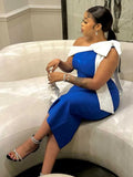 ZJKRL -  Womens Summer Beautiful Sexy Dresses Mid-length Elegant Lady Dress Highi Waist Knitted One-piece Dress