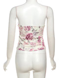 ZJKRL -  Puss Flower Print 2-Piece Set Women Y2K Single-Breasted Metal Buckle Wrap Top+Lace Folds Hem Skirt Sweet Matching Suits