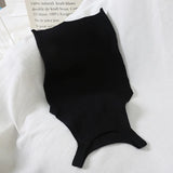 Zjkrl  -  Women Tank Top Knit Off Shoulder Sexy O-Neck T-Shirt Solid Halter Camisole Summer Female Casual Slim Simple New Pullover
