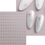 Sliver Stars Nails Stickers 3D Bronzing Laser White Cross Starlight Glossychic Y2k Stylish Adhesive Manicure Decorations SO-167