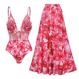 ZJKRL  -  Women's 3D Flower Push Up Swimsuit, Sexy Swimwear, Monokini, Bathing Suits, Swim Suit Wear, Summer Beachwear, 1 Piece