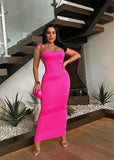 ZJKRL -  Sexy Spaghetti Strap Bodycon Maxi Dress Elegant Women Sleeveless Backless Solid Slim Fit Club Party Long Dresses Vestidos
