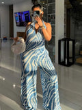 ZJKRL -  Summer Jumpsuits Ladies One Piece Outfit V Neck Sexy Backless Halter Jumpsuit Zebra Pattern Women Royal Blue Jumpsuit Elegant