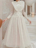 Zjkrl  -  holiday outfits Vintage Lace Woman High Waist Autumn Elegant Dress Luxury Embroidery Party Runway Long Sleeve Boho Spring Dresses Women
