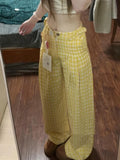 ZJKRL -  Yellow lazy style women's summer 2025 new sweet girl high waist casual versatile loose straight leg wide leg pants