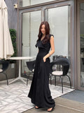 ZJKRL -  White Haute Couture Elegant Jumpsuit For Women'S Summer V-Neck Sleeveless Chic Slit Style Slim Fit Jumpsuit