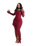 ZJKRL -  Women Elegant Slash Neck Dress Irregular Sexy Lace See Through Dress Hollow Out Mid-length Summer Dress