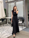 ZJKRL -  White Haute Couture Elegant Jumpsuit For Women'S Summer V-Neck Sleeveless Chic Slit Style Slim Fit Jumpsuit