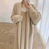 Zjkrl  -  holiday outfits Thick Sweater Women Long Cardigan Feminino Knitted Solid Korean Winter Cardigans Knitwear Coat Clothing 202 Top  Autumn Vintage