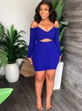 ZJKRL -  Off Shoulder Long Sleeve Spaghetti Strap V-neck Bodycon Midi Dress Spring Sexy Party Club Dresses Women Vestidos