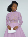 ZJKRL -  Elegant Party Dresses Woman Fall Fashion Lace Long Sleeve See Through Dress Vintage Laides Evening Dress