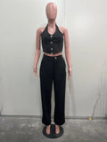Zjkrl  -  Women Elegant Two Piece Set Dashiki African Tracksuit Spring Summer Long Sleeve Vest Top and Pants Set Party Matching Sets