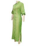 ZJKRL -  Spring Summer Women's Dresses High Waist Casual Loose Mid-length Shirt Dress in Solid Color Trendy Elegant Dresses Sexy