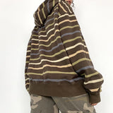 Zjkrl  -  Harajuku Sweatshirts Women Casual Baggy Jackets Coats Autumn Zip Up Striped Hoodies wih Pockets Grunge Clothes Y2k