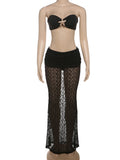 ZJKRL -  Puss Starfish Metal Women 2 Piece Set Summer Vacation Beach Jacquard Strapless Tops+Skirt Elegant Matching Clubwear Suit