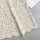 Zjkrl  -  Women New BOHO Sexy Solid Knit Two-piece Summer Hollow Out Crochet Tank Tops and Inner Layer Basic Camisole With Bra Pad
