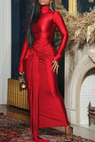 ZJKRL -  Spring Tight Fitting Bandage Party Maxi Dress Women Solid High Neck Long Sleeve Bodycon Stretch Long Club Evening Dress