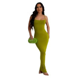 ZJKRL -  Sexy Spaghetti Strap Bodycon Maxi Dress Elegant Women Sleeveless Backless Solid Slim Fit Club Party Long Dresses Vestidos