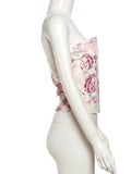 ZJKRL -  Puss Flower Print 2-Piece Set Women Y2K Single-Breasted Metal Buckle Wrap Top+Lace Folds Hem Skirt Sweet Matching Suits