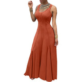 ZJKRL -  New Casual Ruffle Maxi Dress Women Solid Tank Sleeveless O Neck Party Wedding Club Holiday Business Long Dress Women