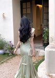 ZJKRL -  New Summer French Fashion Women Spaghetti Strap Elegant Long Mermaid Ruffles Dresses Evening Party Prom Clothes