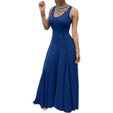 ZJKRL -  New Casual Ruffle Maxi Dress Women Solid Tank Sleeveless O Neck Party Wedding Club Holiday Business Long Dress Women