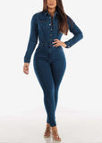 ZJKRL  -  Autumn New Women's Romper Long Sleeve Lapel Tight Comfortable Street Can Wear Solid Color Female Romper Pants
