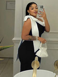 ZJKRL -  Womens Summer Beautiful Sexy Dresses Mid-length Elegant Lady Dress Highi Waist Knitted One-piece Dress