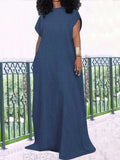 ZJKRL -  Women's Dresses Plus Size Backless V Summer Straight Dresses Maxi Length Elegant Denim Clothes Dress
