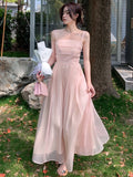 ZJKRL -  Spring Summer New Satin Midi Spaghetti Strap Dresses for Women Pink Dress Wedding Evening Party Dress Prom Robe Vestidos