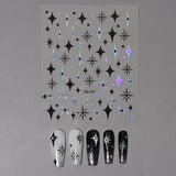 Sliver Stars Nails Stickers 3D Bronzing Laser White Cross Starlight Glossychic Y2k Stylish Adhesive Manicure Decorations SO-167