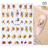 Zjkrl - 1pcs Gold iridescent Maple Leaf 3D Nail Sticker Fall Autumn Pattern Adhesive Transfer Stickers Shiny DIY Nail Art Decoration