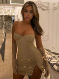Sparkle Sexy Mini Dress Women New Spaghetti Strap With Sleeve Backless Sleeveless Glitter Club Party Sexy Dress Vestido