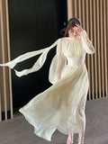 Zjkrl  -  French Elegant Slim Ruffle Dress Summer Women Graduation Evening Party Robe Female Bubble Sleeve Korean Chiffon Vestidos