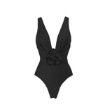 ZJKRL  -  Women's Vintage Print Deep V Bikini Set, Brazilian Beach Bathing Suit, Sexy Dress, 3D Flower Swimwear, Swimsuit Skirt, 1 Pc