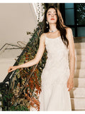 ZJKRL -  Elegant Wrap Hip Fishtail Dress Women Summer Sexy Slim Backless Spaghetti Strap Dresses Woman Korean Chic Party Vestidos Z628