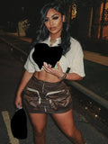 ZJKRL -  Pocket Front Zipper Fly Slim Bodycon Cargo Safari Style Mini Skirt  New Women Vintage Skirts